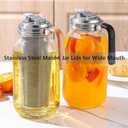 Stainless Steel Mason Jar Lids with Rubber Gasket and Handle,Mason Jar Lids for Wide Mouth,Bottle Cover for Cold Brew Grain Screw Cans Caps (Jars Not Included) (4)