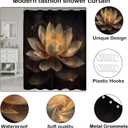 Black Gold Flower Shower Curtain for Bathroom, Yellow Golden Lotus Floral Fabric Bath Decoration Set with Hooks 72x72 Inch