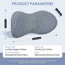 kasney Lumbar Support Pillow, Back Pillow for Low Back Pain Relief, Ergonomic Streamline Car Seat, Office Chair, Recliner and Bed (Gray)