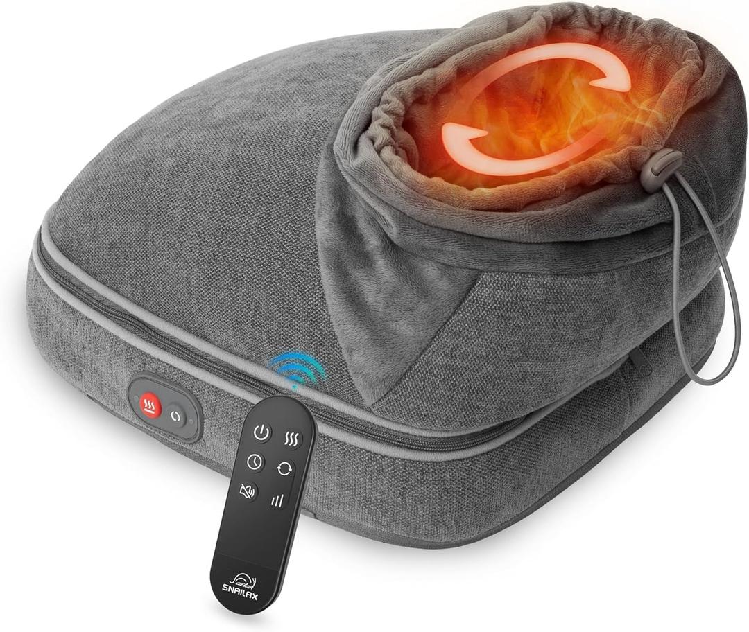 Snailax Foot Massager with Heat, Heated Foot Warmer Under Desk, Vibration Feet Massager Machine with 3 Vibrating Modes & 2 Heating Levels, Remote Control, Foot Heater (Grey)