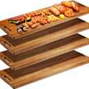 Skylety 4 Pieces 35.4" Acacia Wooden Cheese Serving Board with Handles Large Charcuterie Board Wooden Cutting Board for Appetizers Food, Cheese Board for Bread Meat Display Kitchen Decoration