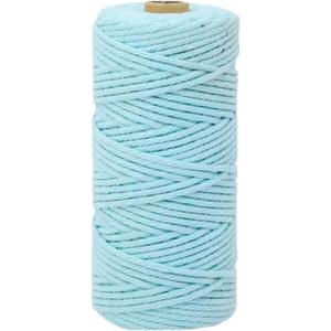 3mmx218 Yards Macrame Cotton Cord Water Blue DIY Crafts Cord Macrame Supplies for Plant Hangers, Wall Hanging