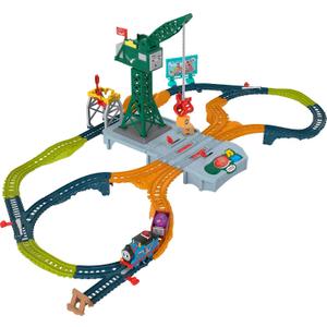 Thomas & Friends Motorized Train Set, Talking Cranky Delivery Set, Talking Crane & Battery Powered Toy Train with Songs & Sounds, Medium