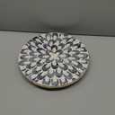 Mother of Pearl Lazy Susan for Table Turntable Organizer Wood Round Spinning Tray Rotating for Kitchen Cabinet Counter Spice Pantry 12 Inch(Floral Pattern)