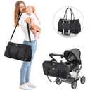 iniuniu Diaper Bag Tote, Large Diaper Baby Bag with Cosmetic bag Changing Pad, Multifunction Waterproof Travel Bag Mommy Bag, Black