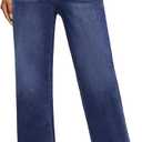 GRAPENT Wide Leg Jeans Woman High Waisted Trendy Stretchy Denim Pants Classic Trouser Jeans with Slash Pockets (Small, Darkness Blue)