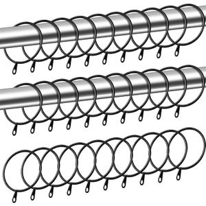 Shappy 40 Pack Metal Drapery Curtain Rod Rings with Eyelets Internal Diameter 1.97in Fits up to 1.57in Rod Hanging Drape Sliding Eyelet Black Rings for Window Door Shower Bathroom