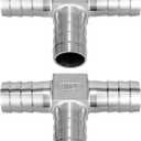 304 Stainless Steel 1-1/4" Barb x 1-1/4" Tee Joint Fitting Union for Water, Fuel, Air - 2PCS