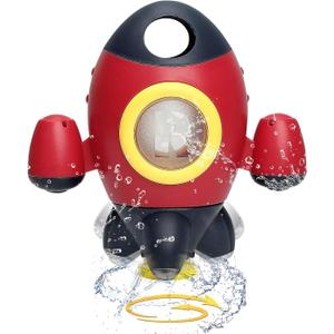 Baby Bath Toys, Space Rocket Shape Bathtub Toys for Toddlers, Spray Water Toys w/ Rotating Fountain, Bathroom Shower Toys for Infants Aged 18 Months 2 3 4 5 Years Old Kids Girls Boys