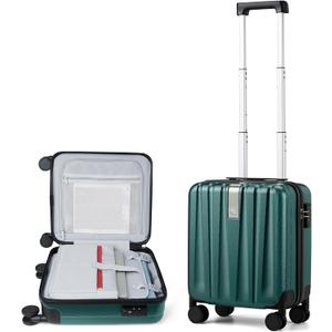 Hanke 16 Inch Underseat Carry on Luggage with Wheels,Small Hard Shell Suitcases for Weekender,Tsa Approved Lightweight Travel Luggage Suitcase for Womem Men,Blackish Green.