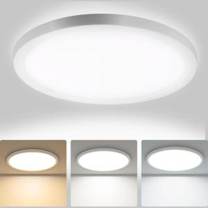 2pcs 24W LED Ceiling Light,Super Bright and Ultra Slim Ceiling Lamp2400lm3 Colour Temperature and Wattage 12 Inch Flat Modern Ceiling Lighting for Bathroom Porch, Kitchen, Bedroom, Living Room