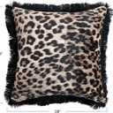 Creative Co-Op Square Cotton Velvet Leopard Print Pillow with Fringe, Multicolor, 18" Square