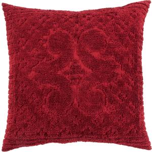Better Trends Ashton Collection Chenille Sham Ultra-Soft 100% Cotton with Medallion Design, Euro, Burgundy