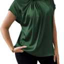 ZAFUL Women's Plus Size Satin Shirt Short Batwing Sleeve Solid Blouse Twist Knot Casual Loose Tops (XXXL)