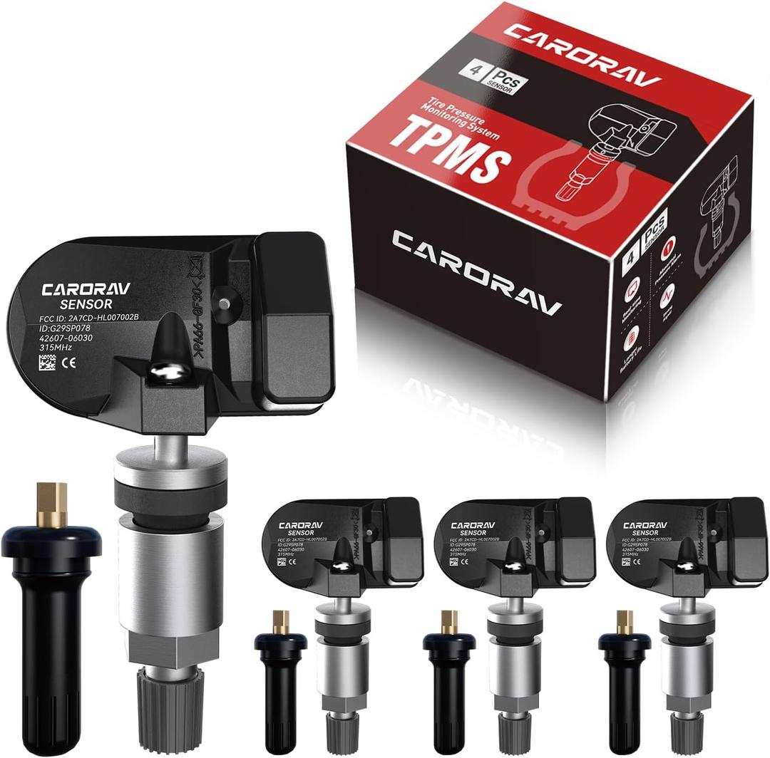TPMS Sensor Toyota, 315MHz Tire Pressure Monitoring System Sensor fit for Toyota Corolla 4Runner RAV4 Tacoma, Lexus ES LX RX Replaces PMV-C015 4260706030 4260706020 4 Pack - 4 Replaceable Valve Stems
