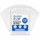 Spartan Industrial - 14” X 20” (250 Count) 2 Mil Clear Reclosable Zip Plastic Poly Bags with Resealable Lock Seal Zipper