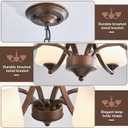 6-Light Farmhouse Chandelier Oil Rubbed Bronze Pendant Light Fixture with Frosted Glass, Rustic Ceiling Lighting Modern Hanging Lamp for Dining Room Living Room Bedroom, 47.2" Height Adjustable