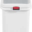 Rubbermaid Commercial Products ProSave Shelf-Storage Ingredient Bin With Scoop, 600-Cup capacity, Plastic, White, Sliding Lid, Container with Wheels for Kitchen/Restaurant Food Organization