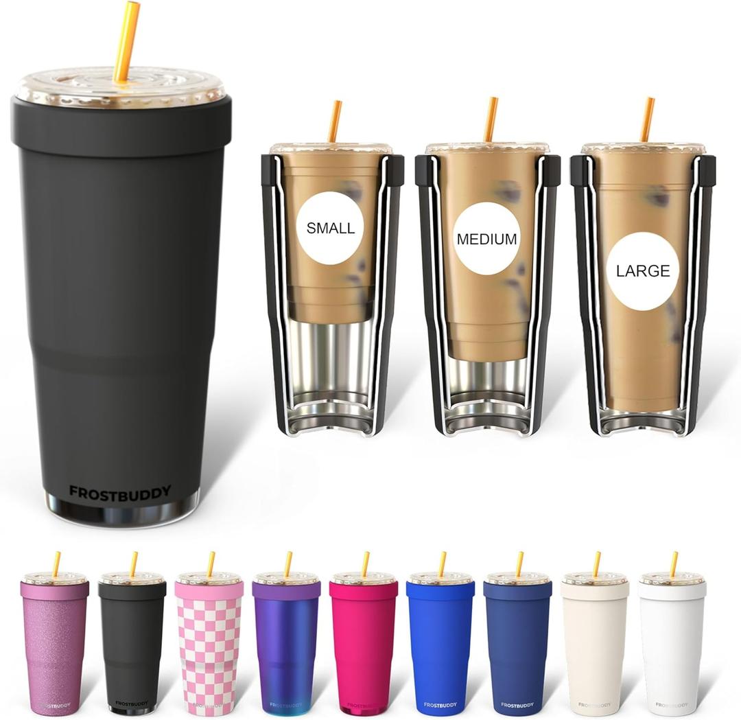 Frost Buddy Togo Buddy 30 oz Stainless Steel Vacuum Insulated Tumbler To Go Coffee Cup  Iced Coffee Cups, Iced Coffee Sleeve, Travel Mug, Thermal Cup for Hot & Cold Drinks, Dunkin Cup (Dark Night)