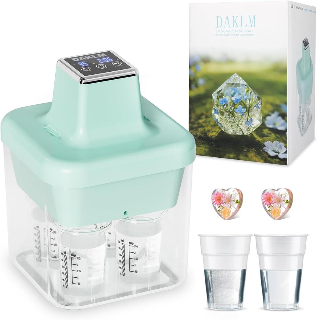 DAKLM Large-Capacity Resin Bubble Remover, Eliminate 99% Bubble in 8-12 Minutes, 95kPa Vacuum Chamber - Auto Vent, Resin Airless Machine for Epoxy Resin, UV Resin, Silicone, Art Crafts, Jewelry Making