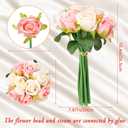 Hoteam 72 Heads Pink Artificial Rose Flowers 6 Bouquet Wedding Decoration Faux Flower Arrangement Bouquet with Stem Bridal Shower Gift Floral Centerpiece for Tables