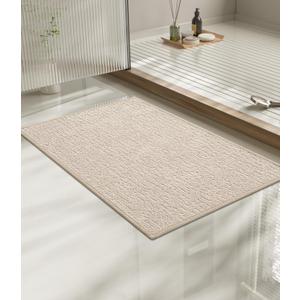 chakme Bathroom Rugs Mat 24x17, Ultra Thin Non Slip Bath Mat Small Quick Dry Absorbent Bath Mat for Bathroom Floor, (Light Beige, 24"x17")