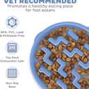 Outward Hound Fun Feeder Slo Bowl Large 4Cup Capacity, Slow Feeding, Medium to Large Dogs, NonSlip, Blue, Notch Pattern