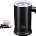 Simple Deluxe Electric Milk Frother, 4 in 1 Electric Milk Steamer 250ml/8.4oz Automatic Hot and Cold Milk Foam Maker and Milk Warmer for Latte, Macchiato, Cappuccinos,Black