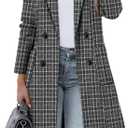 CHICZONE Women's Notch Lapel Double Breasted Mid Long Pea Coat Wool Blend Overcoat Winter Outwear,3XL