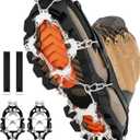 Crampons for Shoes with 28 Stainless Steel Spikes, Anti Slip Crampons for Hiking Boots Women Men, Ice Cleats Traction Snow Grips for Hiking Jogging Fishing Walking Climbing Mountaineering (X-Large, Black)