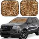 Leopard Print Windshield Sun Shade Foldable 2pcs Cheetah Car Front Window Sunshade Blocks UV Rays Portable Sun Visor Sun Shield Car Interior Accessiores Universal (one size)