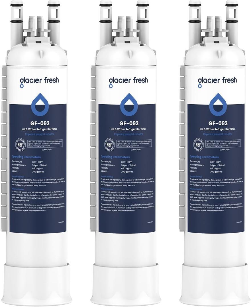 GLACIER FRESH FPPWFU01 Water Filter Replacement for Frigidaire PurePour FPPWFU01, Compatible with Electrolux EPPWFU01, PureAdvantage PurePour PWF-1, NSF42, 3 Pack