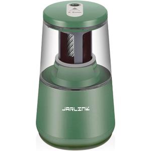 JARLINK Electric Pencil Sharpener, Heavy-Duty Helical Blade to Fast Sharpen, Auto Stop for No.2/Colored Pencils(6-8mm), AC Adapter/Battery Operated in School Classroom/Office/Home (Green)