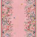 Lahome Boho Floral 2x6 Pink Bathroom Runner Rugs Non Slip Washable,Soft Runners for Hallways,Indoor Carpet Runner with Rubber Backing for Bedside Entryway Kitchen Laundry(Pink,2x6)