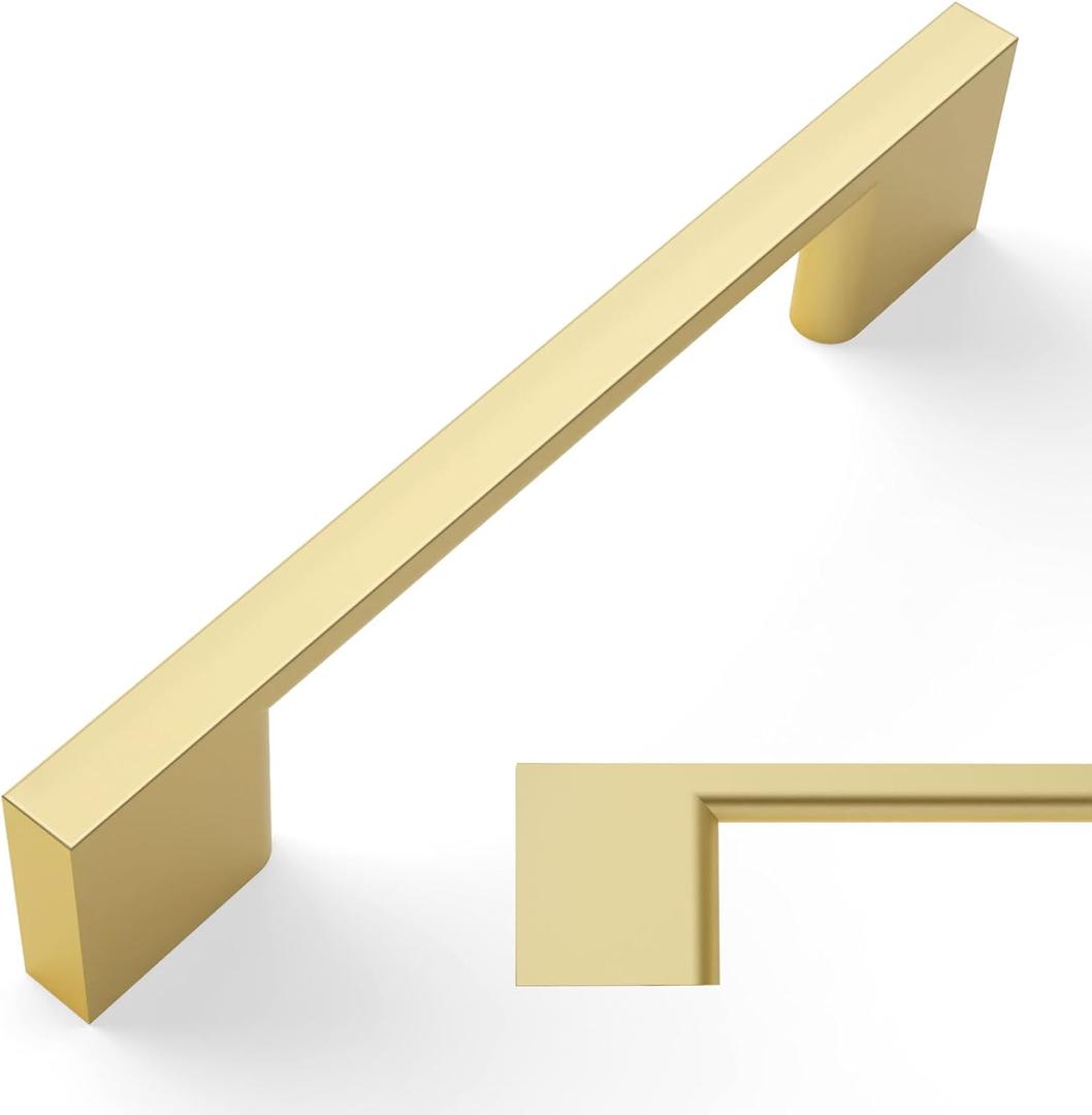 Amerdeco 10 Pack Brushed Gold Cabinet Pulls 3-3/4 Inch(96MM) Hole Centers Kitchen Cabinet Handles Cabinet Hardware Kitchen Handles for Cabinets Cupboard Handles Drawer Pulls ZH0060