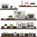 Giftgarden 36 Inch Large Floating Shelves for Wall Set of 5, Rustic Wood Wall Shelves for Bathroom, Bedroom, Kitchen, Living Room Storage and Decoration, Brown Picture Ledge