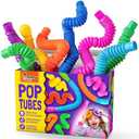 Nutty Toys Pop Tubes - Sensory Toys - Endless Creativity & Fun for Kids and Toddlers |4 Pack Large| - Connect & Pop! Top ADHD Autism Fidget 2025, Best Boy & Girl Christmas Stocking Stuffers Gift Idea
