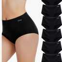 Tichati 6 Pack Womens Underwear High Waisted Seamless Full Coverage Briefs No Show Ladies Panties (Regular & Plus Size), Large