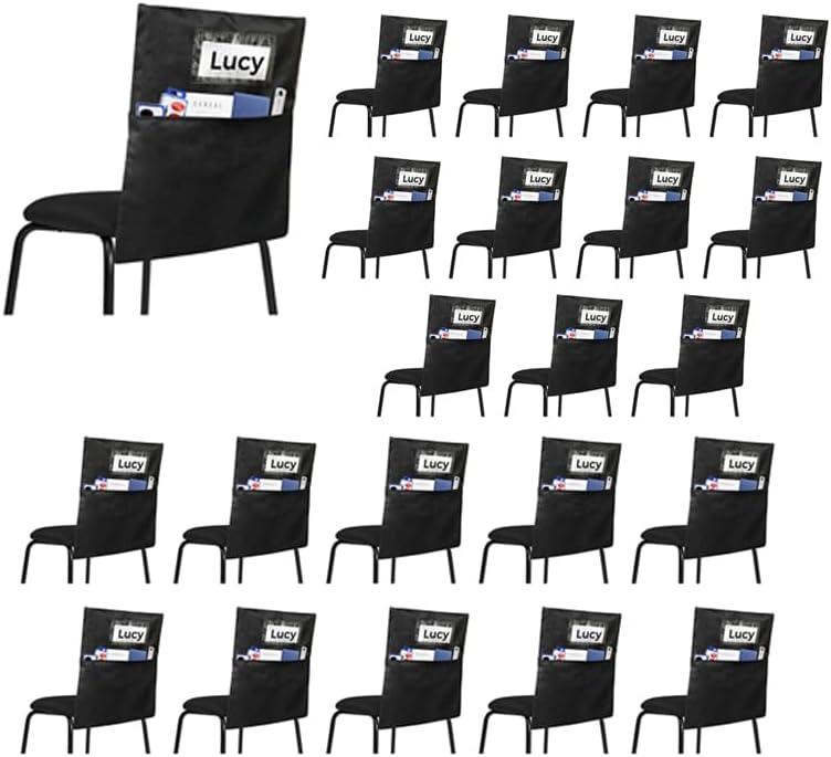 24 Pack Chair Pockets for Classrooms - Seat Sacks Organizer for K-2 Students, Durable Fabric Storage Pockets for School Supplies & Books