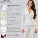 Hybrid & Company Women's Casual Work Office Dressy Double Lapel Single Button Peplum Comfortable Blazer (White, XL)