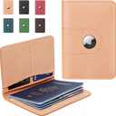 ALLIVE Passport Holder for Travel, Genuine Leather Passport Holder with Airtag Women Men, Passport Cover Wallet Travel Must Haves Airport Essentials, Travel Gifts Beige