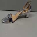 FW FRAN WILLOR Women Open Toe Low Chunky Short Heels Ankle Strap Block Heel Sandals Party Dress Wedding Pump Shoes (Silver) 7.5