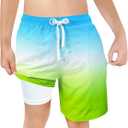 Boys Swim Trunks Zipper Pockets Compression Liner Anti Chafe Swimsuit Bathing Beach Shorts Surf Quick Dry UPF 50+ (Size 18-20)
