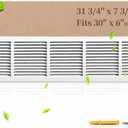 30x6 Steel Return Air Grille, HVAC Vent Cover Fits 30"W x 6"H Duct Opening