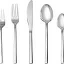 FORTESSA Arezzo 18/10 Stainless Steel Flatware, 20 Piece Place Setting With Table Knives, Forks and Spoons (Service For 4), Dishwasher Safe, Polished