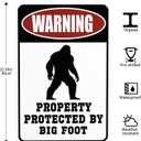 Warning Property Protected by Big Foot Tin Signs Funny Metal Decor Gift Sign 12x8 Inches For Home Yard Street Outdoor Cute Bigfoot Gifts Garage Man Cave