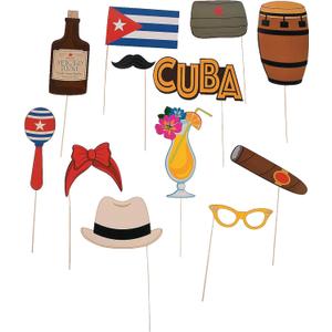 Havana Cuban Theme Party Photo Booth Props (Set of 12) Havana Nights Party Supplies