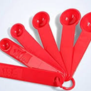 6 Piece Measuring Spoons, Red
