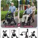 Walkers for Seniors with Seat, Extra Wide 2 in 1 Rollator Walker & Transport Chair with Reversible Backrest & Detachable Footrests, Foldable Wheelchair Combo with 8" Anti-Slip PU Wheels, Black