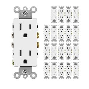 BESTTEN 20 Pack 15 Amp Decor Electrical Wall Outlet Receptacle, Non-Tamper-Resistant, 15A/125V/1875W, for Residential and Commercial Use, UL Listed, White